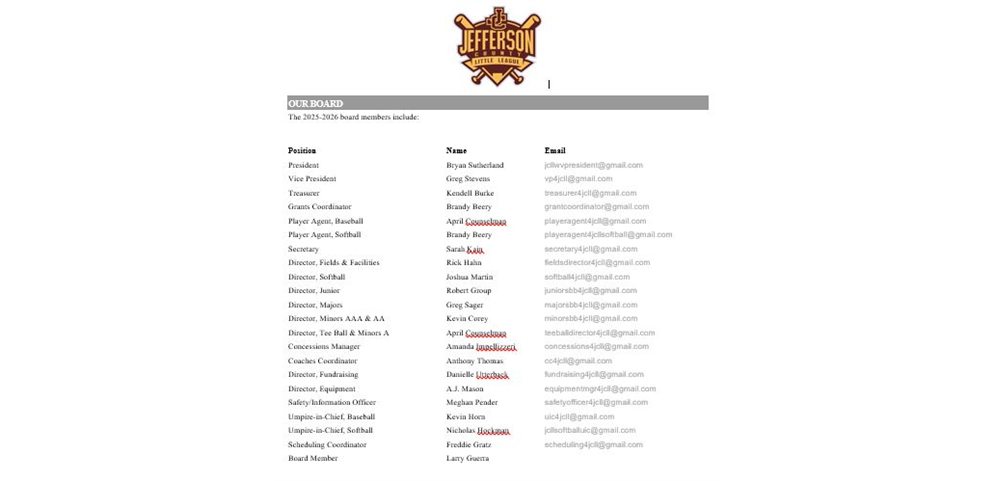 2025-2026 JCLL Board